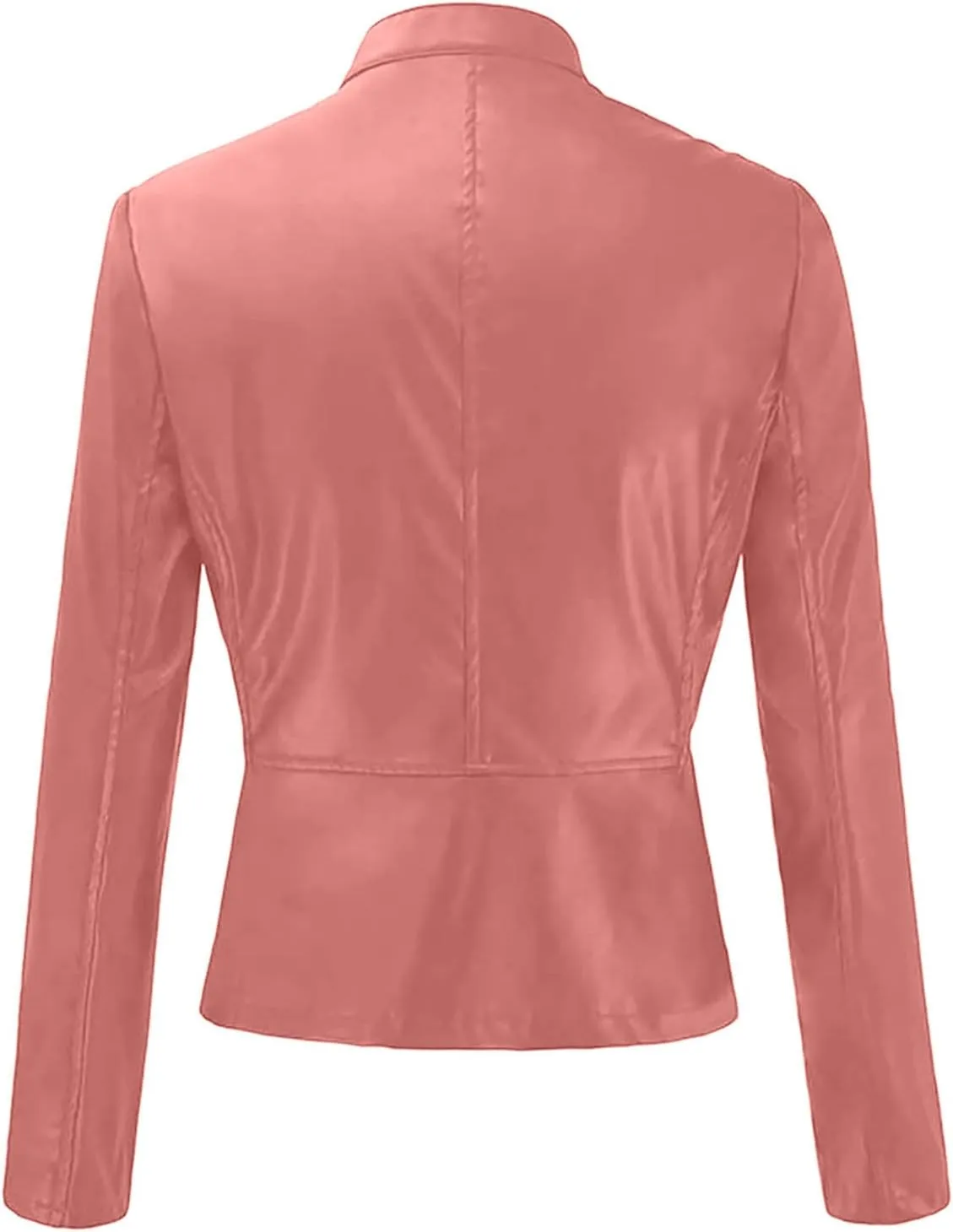 Women Faux Leather Casual Jacket, Fall and Spring Fashion Motorcycle Bike Jacket Coat Zip Up Cardigan Outerwear