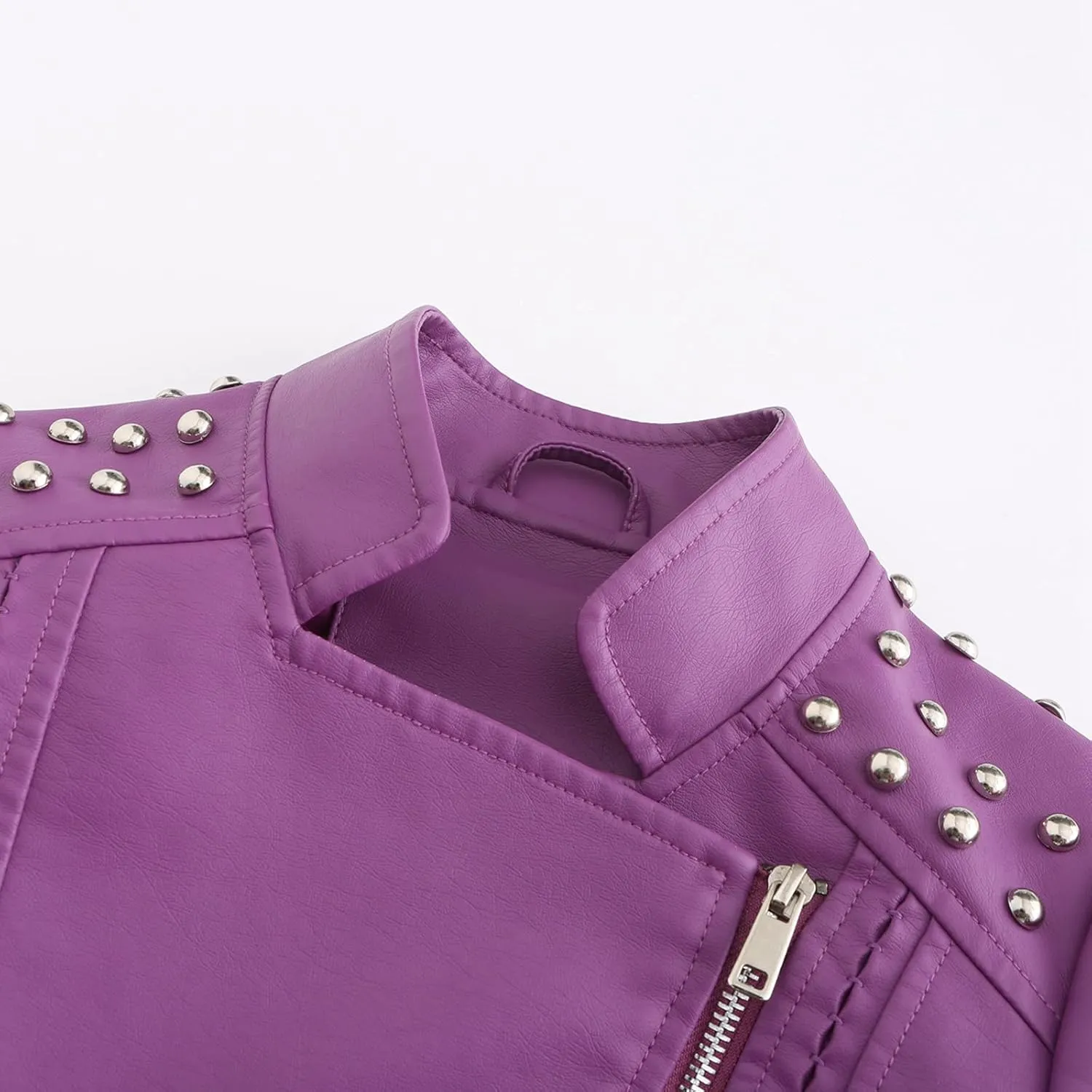 Women Leather Jacket Faux Motorcycle Coat Short Lightweight Pleather Crop Coat Fashion ZIpper Fleece Cardigan Womens Coat