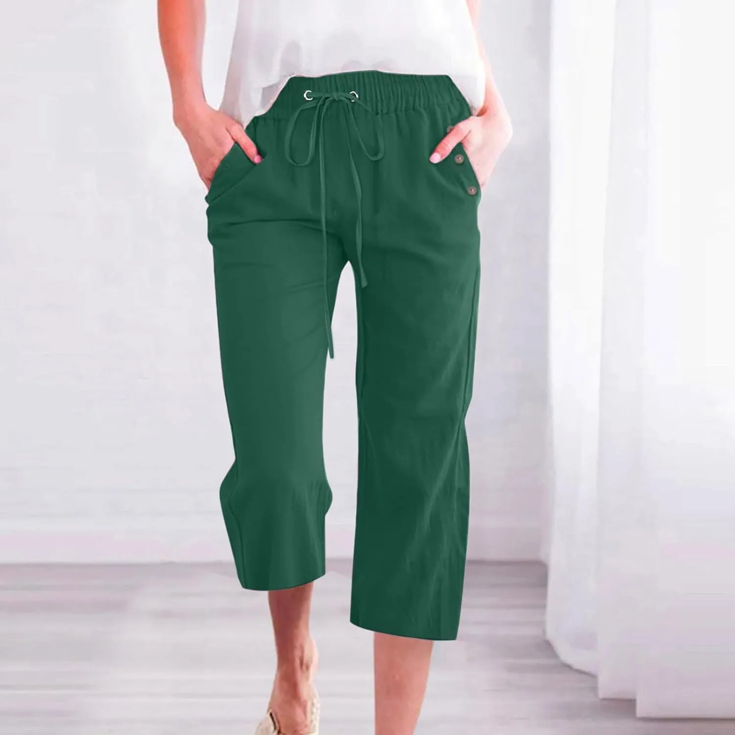 Women Linen Baggy Harem Pants Size Loose Cotton and Linen Casual Pants Summer Boho Wide Leg High Waist Women's