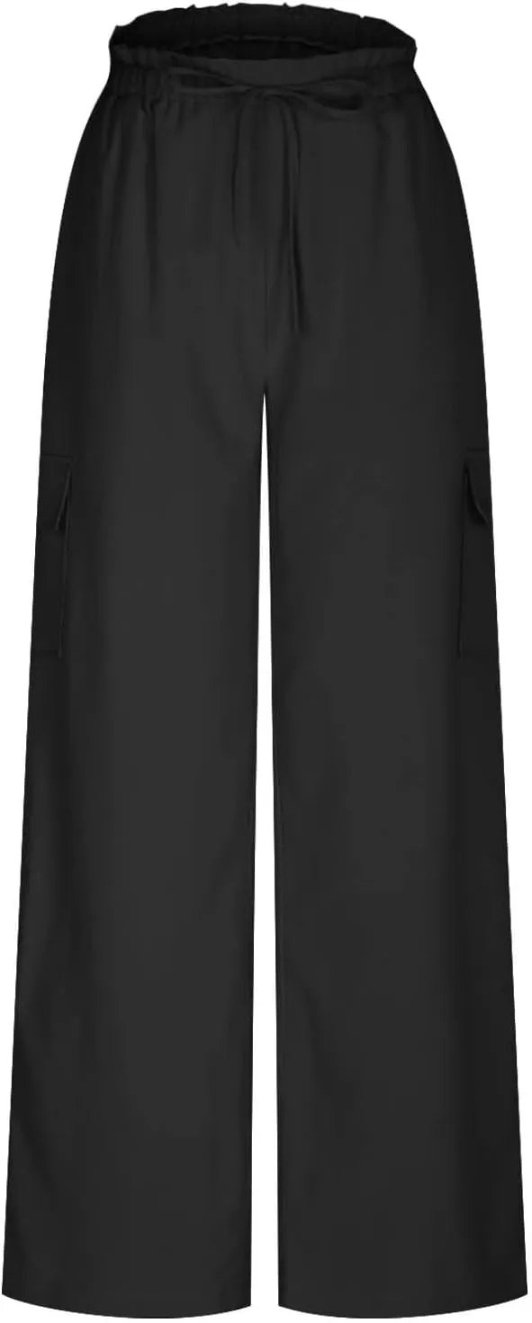 Women Palazzo Pants with Pockets Summer Casual Wide Leg High Waist Lounge Pants Flowy Beach Trousers Travel