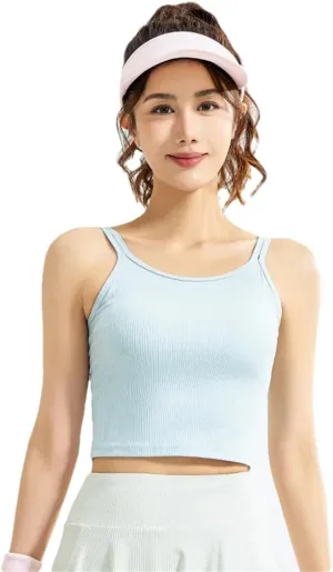Women Summer Tight Short Camisole Solid Color High Stretch Top Cropped Backless Sexy Top