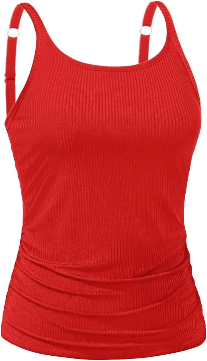 Women Tankini Top Only - Tummy Control Bathing Suit Top Ribbed Swim Tank No Bottom 2025