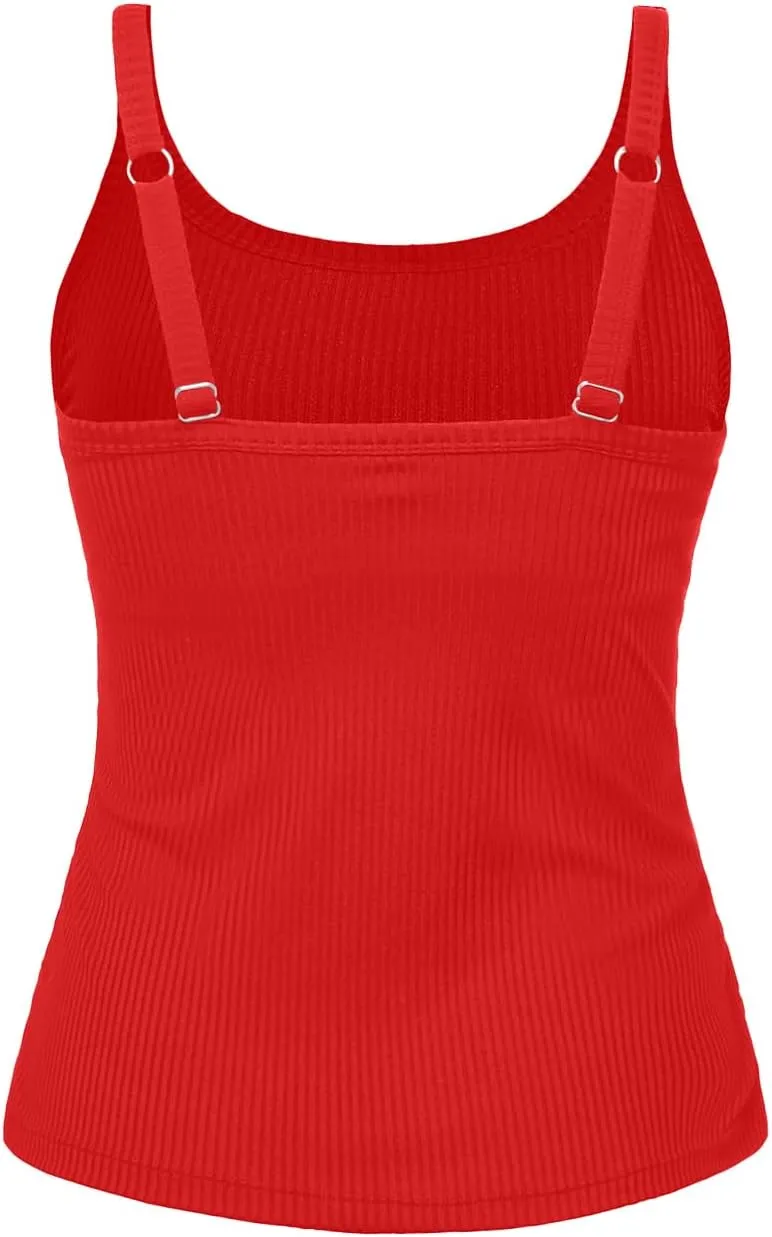 Women Tankini Top Only - Tummy Control Bathing Suit Top Ribbed Swim Tank No Bottom 2025