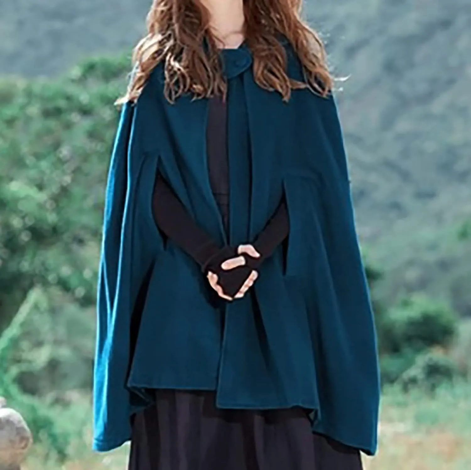 Women Trench Coat Hoodies Open Front Cardigan Jacket Winter Coat Shawl Cape Cloak Poncho Plus Size Robe Cosplay Costume
