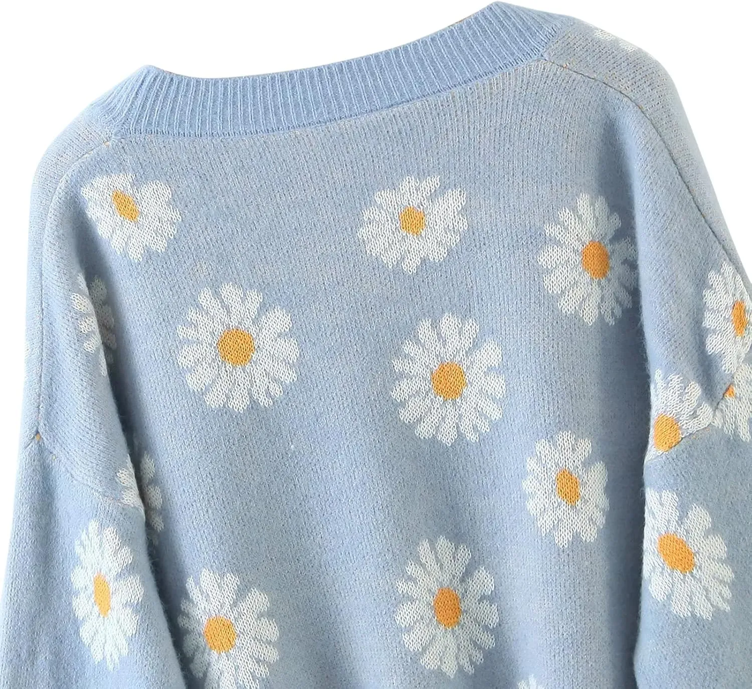 Women Y2K Floral Print Knit Cardigan Sweater Long Sleeve V Neck Button Down Sweater Vintage Aesthetic 90s Outerwear Tops