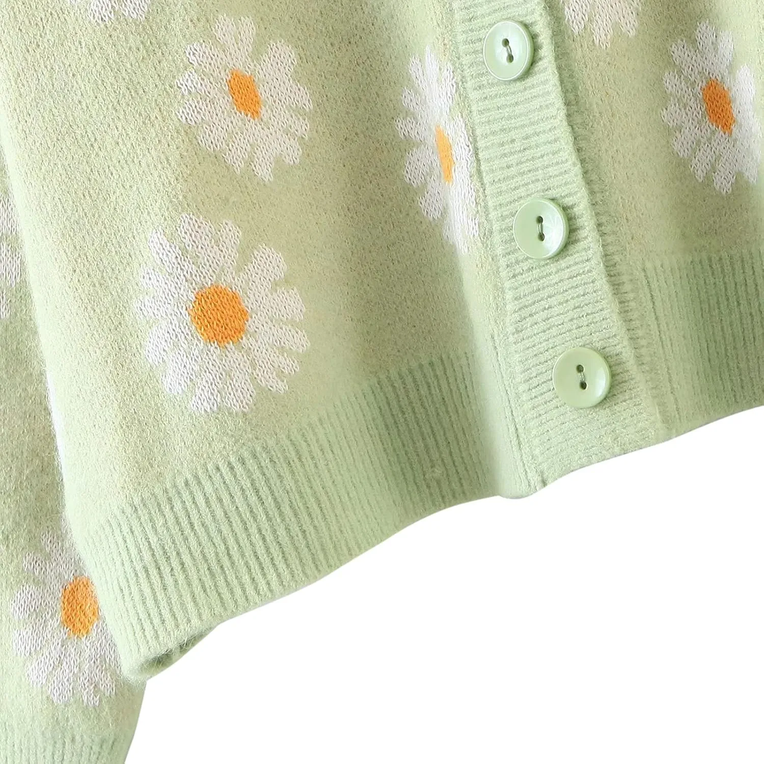 Women Y2K Floral Print Knit Cardigan Sweater Long Sleeve V Neck Button Down Sweater Vintage Aesthetic 90s Outerwear Tops