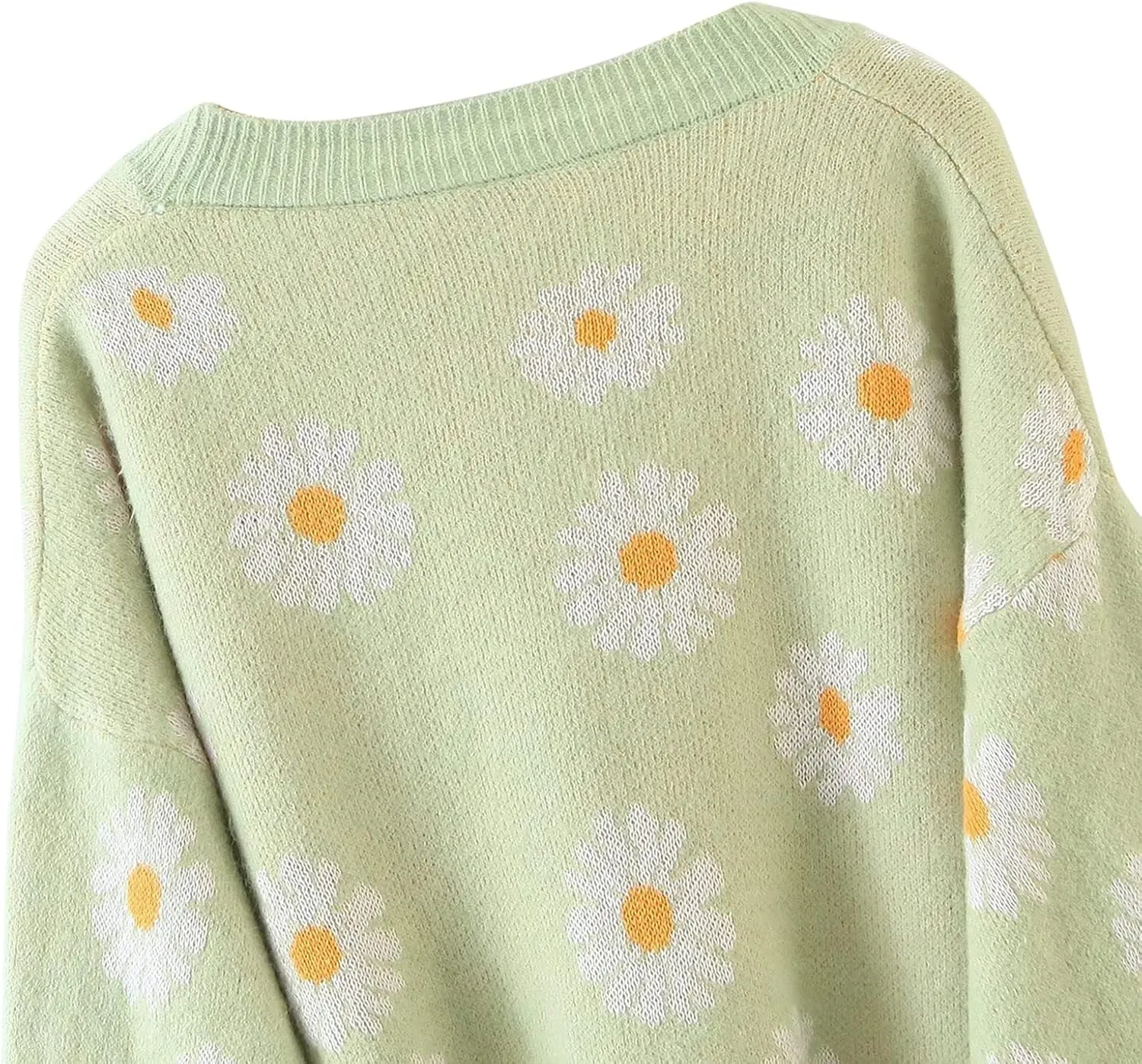 Women Y2K Floral Print Knit Cardigan Sweater Long Sleeve V Neck Button Down Sweater Vintage Aesthetic 90s Outerwear Tops