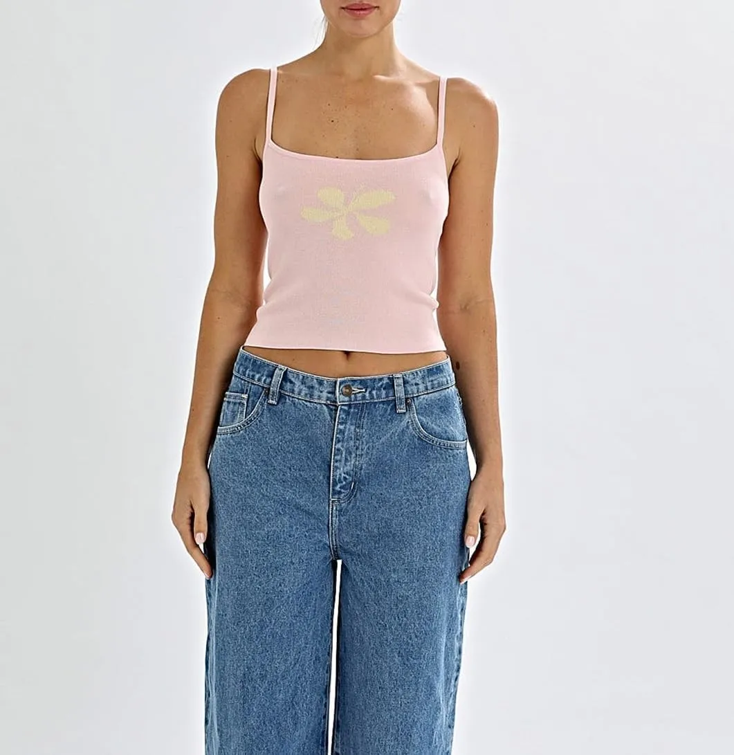 Women Y2k Floral Print Tank Top Vintage Sleeveless Crop Camisole Spaghetti Strap Aesthetic Going Out Top