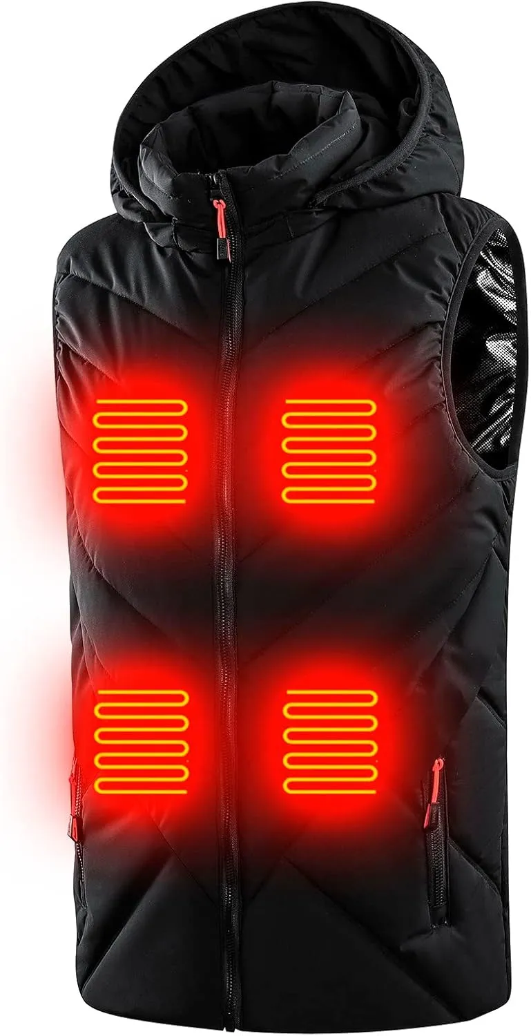 Womens 11 Areas Smart Heating Winter Heated Solid Padded Cotton Vest Warm Thick Vest Woman Winter Jacket Womens Coat