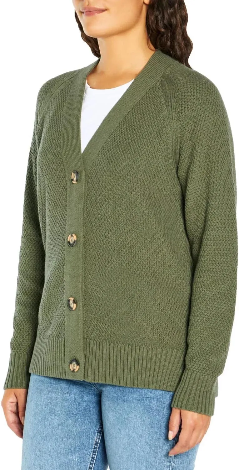 Women's 2023 Fall Long Sleeve Seed Stitch Texture Knit Sweater Open Front Cardigan Button Down Outwear Coats