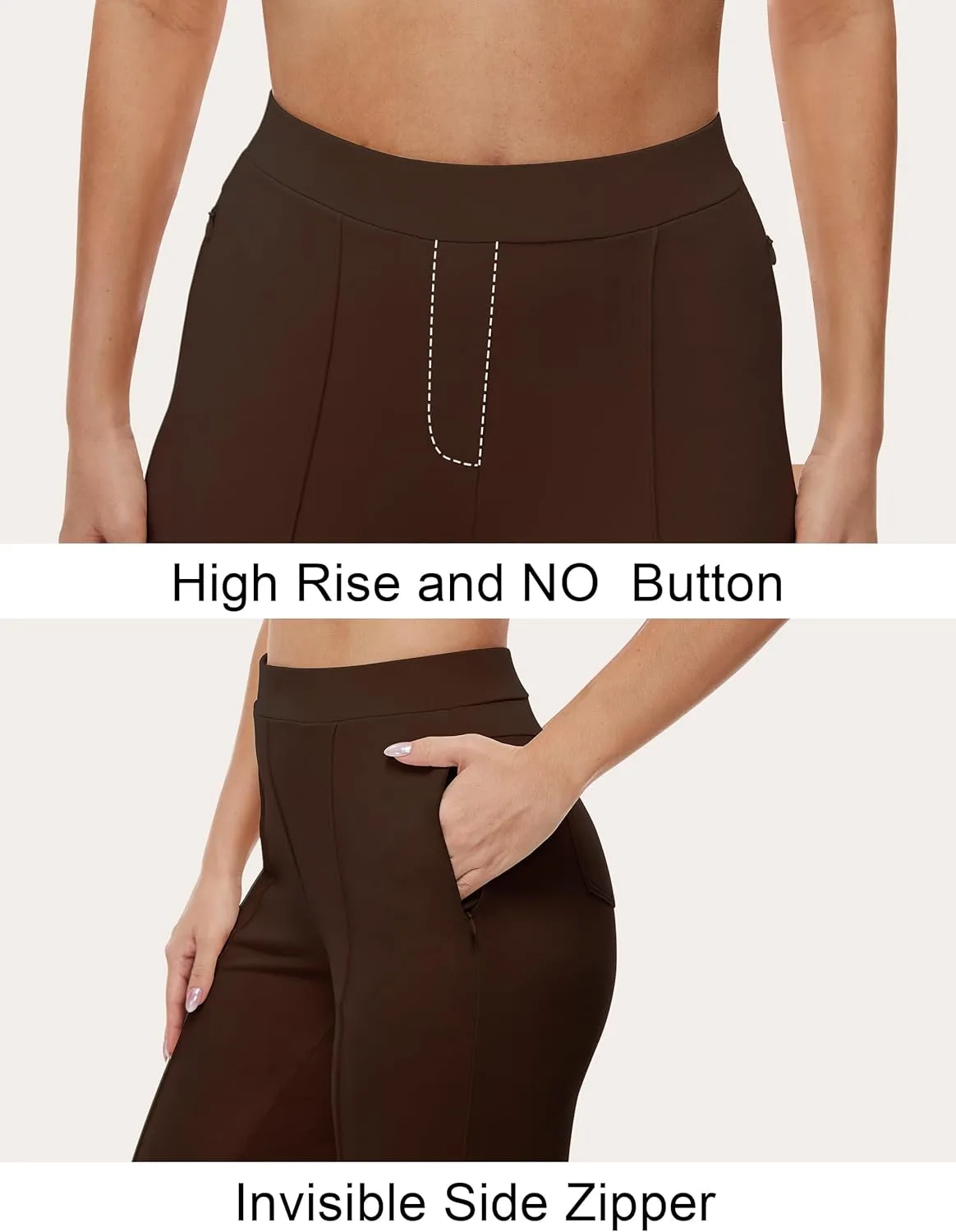 Womens 27"/29"/31" Wide Leg Pull On Loose Yoga Gym Pants, High Waist Tall, Petite, Regular Work Business Slacks