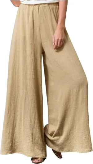 Women's Casual Cotton Linen Wide Leg Baggy Pants with Elastic Waist Relax Fit Lantern Trouser Casual Loose Trousers