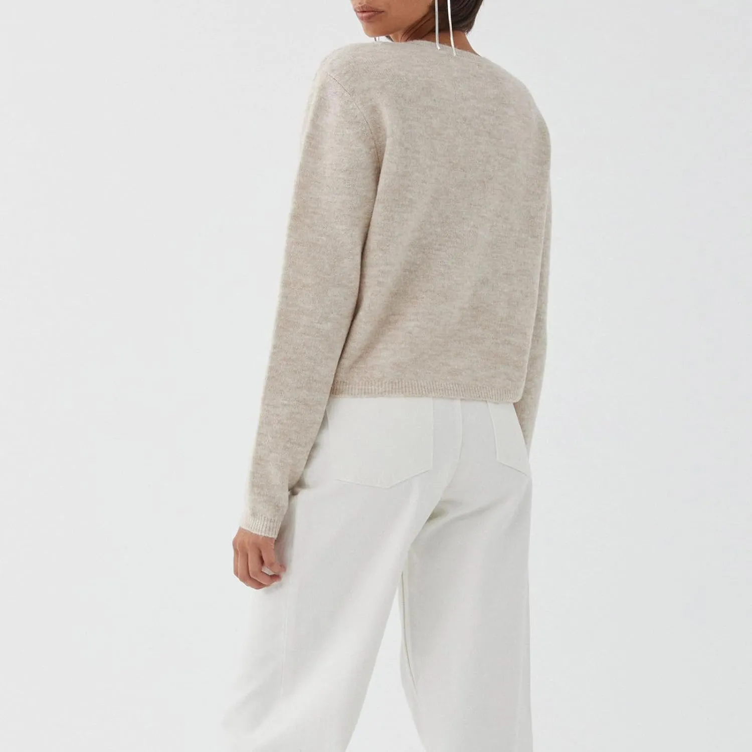Women's Casual Crop Knit Cardigan Y2K Cute Long Sleeve Crewneck Open Front Button Down Cardigan Sweaters Streetwear