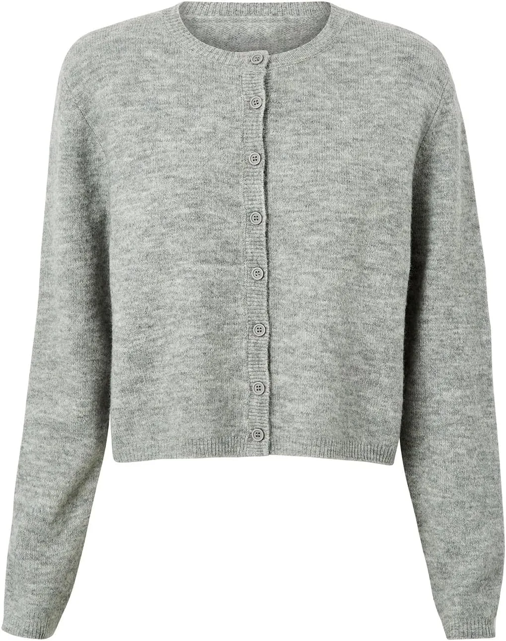 Women's Casual Crop Knit Cardigan Y2K Cute Long Sleeve Crewneck Open Front Button Down Cardigan Sweaters Streetwear