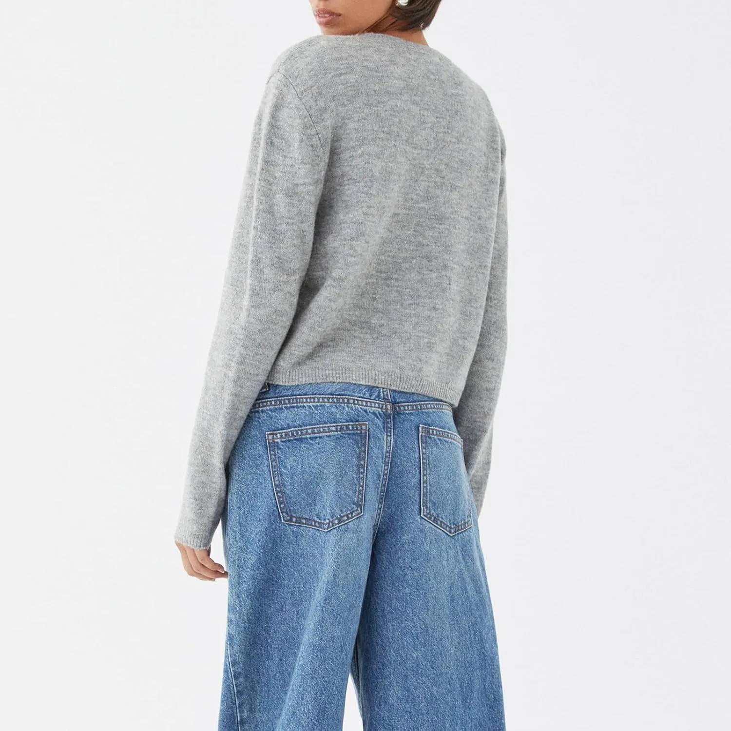 Women's Casual Crop Knit Cardigan Y2K Cute Long Sleeve Crewneck Open Front Button Down Cardigan Sweaters Streetwear