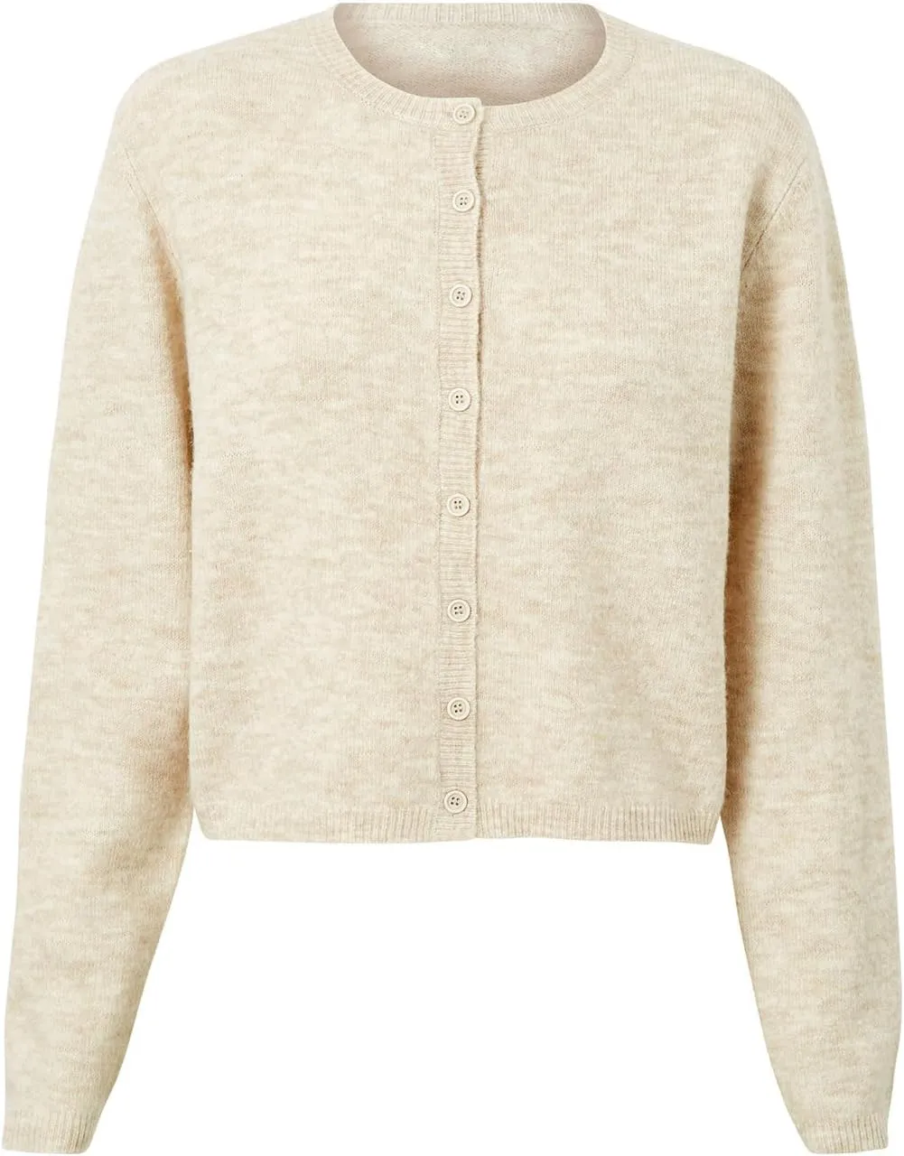 Women's Casual Crop Knit Cardigan Y2K Cute Long Sleeve Crewneck Open Front Button Down Cardigan Sweaters Streetwear