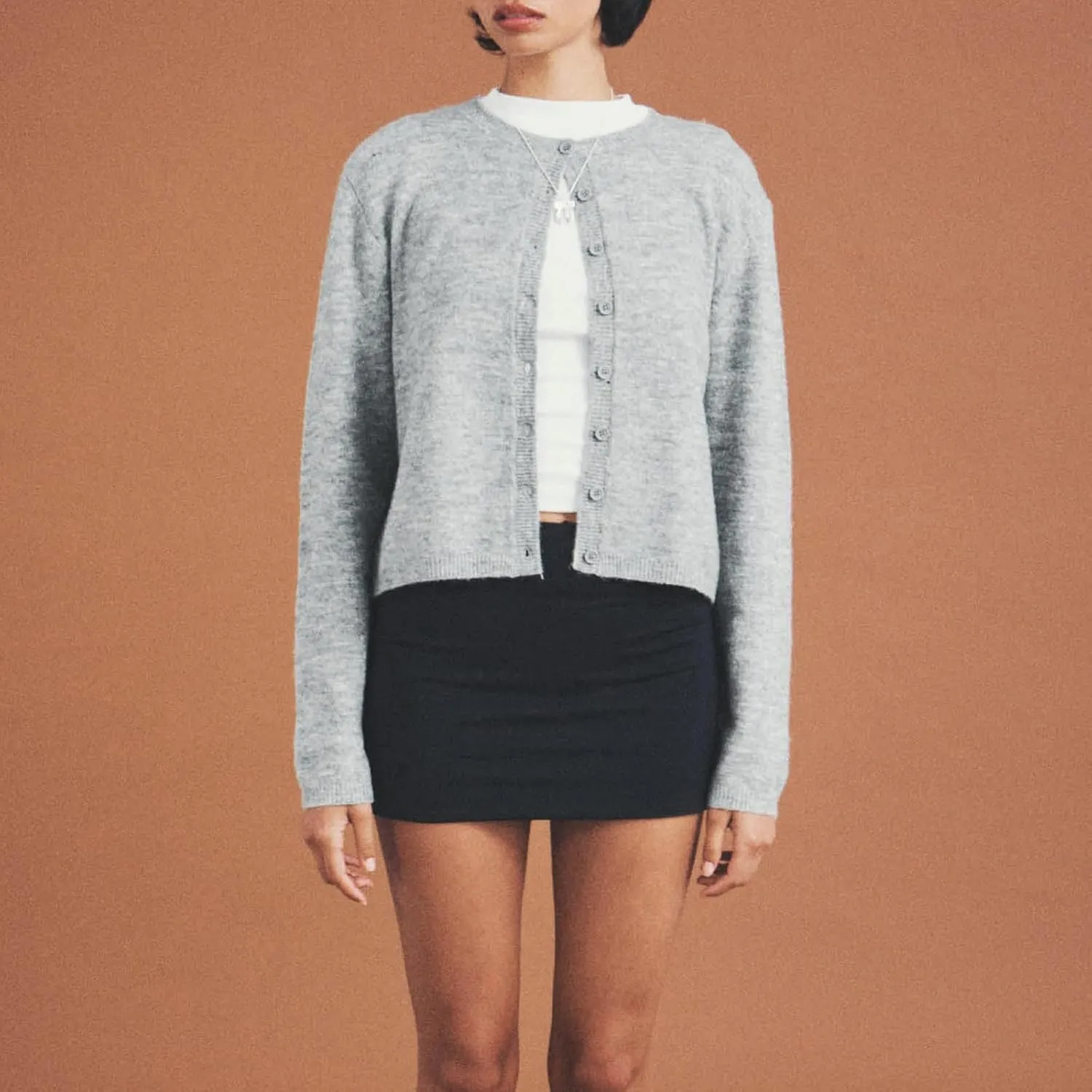 Women's Casual Crop Knit Cardigan Y2K Cute Long Sleeve Crewneck Open Front Button Down Cardigan Sweaters Streetwear