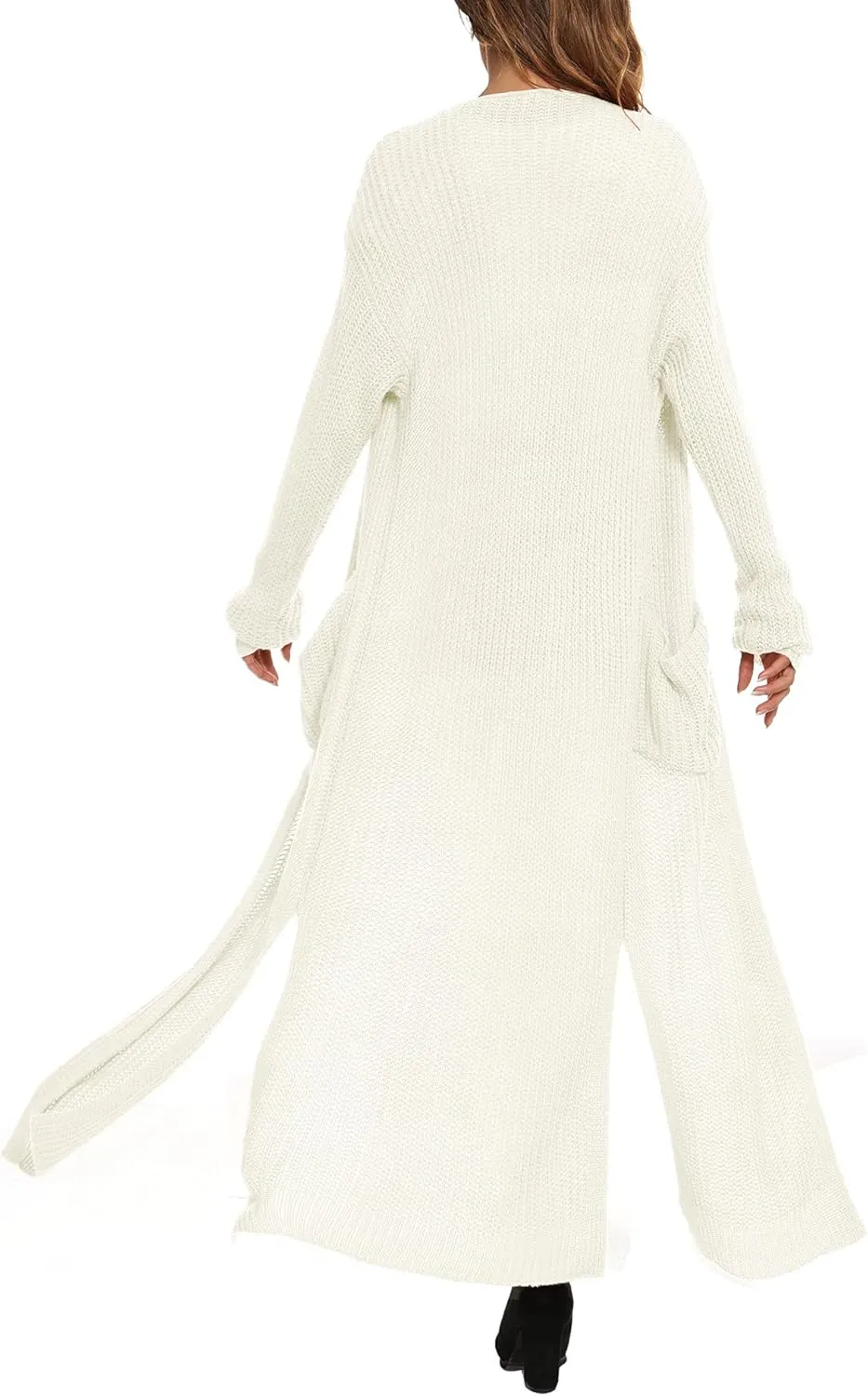 Womens Casual Long Sleeve Split Open Cardigan Knit Long Cardigan Sweaters with Pockets Fall Fashion 2024