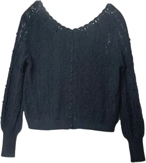 Women's Crocheted Knit Sweater Lady Long Sleeve Hollow Out Cardigan Knitwear Double Wear Tops for Holiday