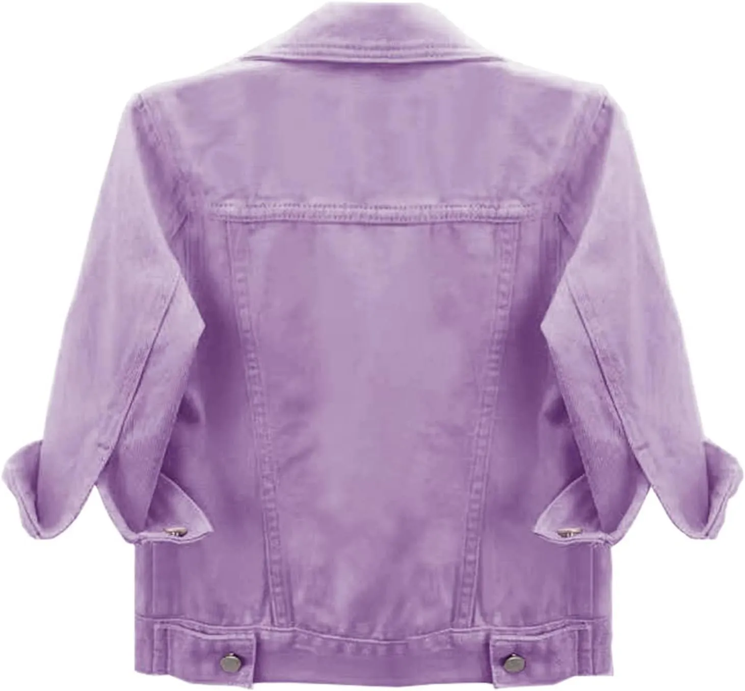 Women's Cropped Denim Jacket 3/4 Sleeve Short Jean Jacket Button Down Retro Lightweight Trucker Coat