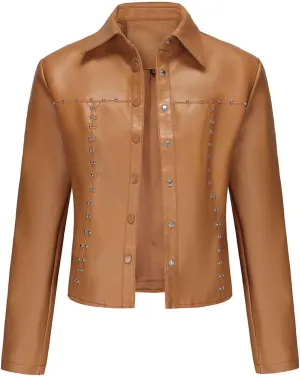 Women's Cropped Faux Leather Jacket Zip Up Motorcycle Jacket Moto Biker Blazer PU Short Coat Fashion Y2k Streetwear