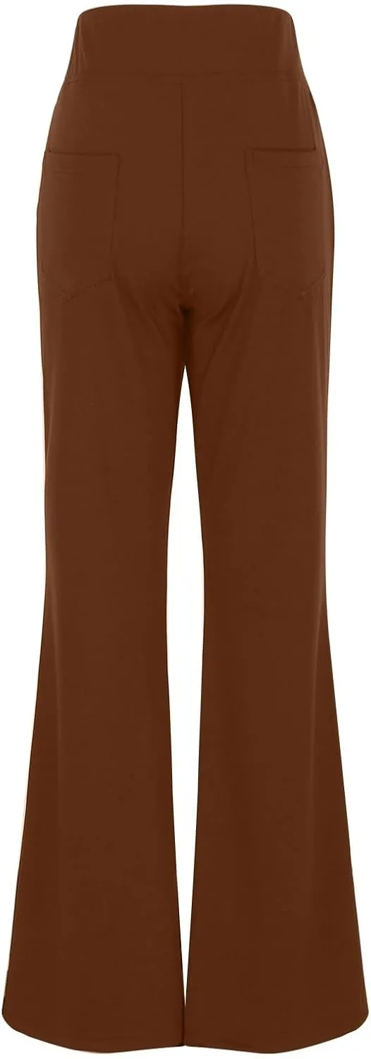 Womens Dress Pants Casual Stretchy High Waist Bell-Bottoms Slacks Business High Waist Bootcut Trousers with Pockets