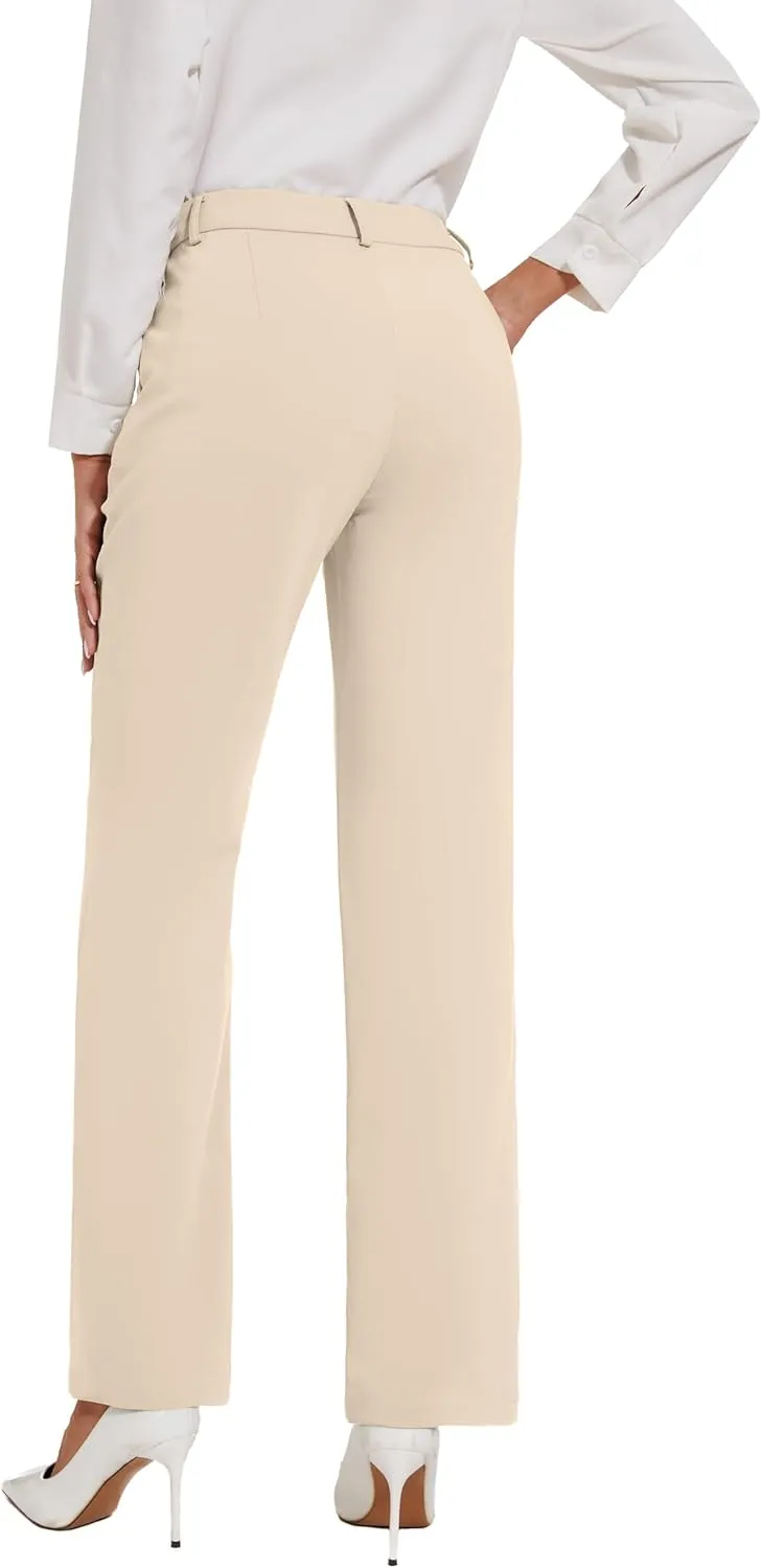 Womens Dress Pants Stretchy Business Casual Work Pants Straight Leg Slacks for Office