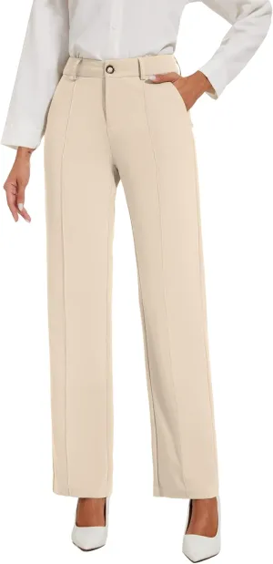 Womens Dress Pants Stretchy Business Casual Work Pants Straight Leg Slacks for Office