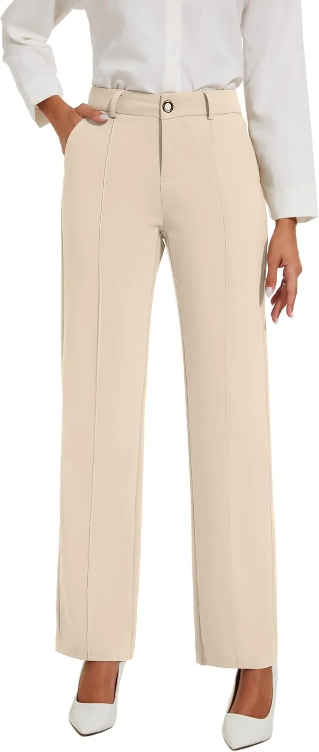 Womens Dress Pants Stretchy Business Casual Work Pants Straight Leg Slacks for Office