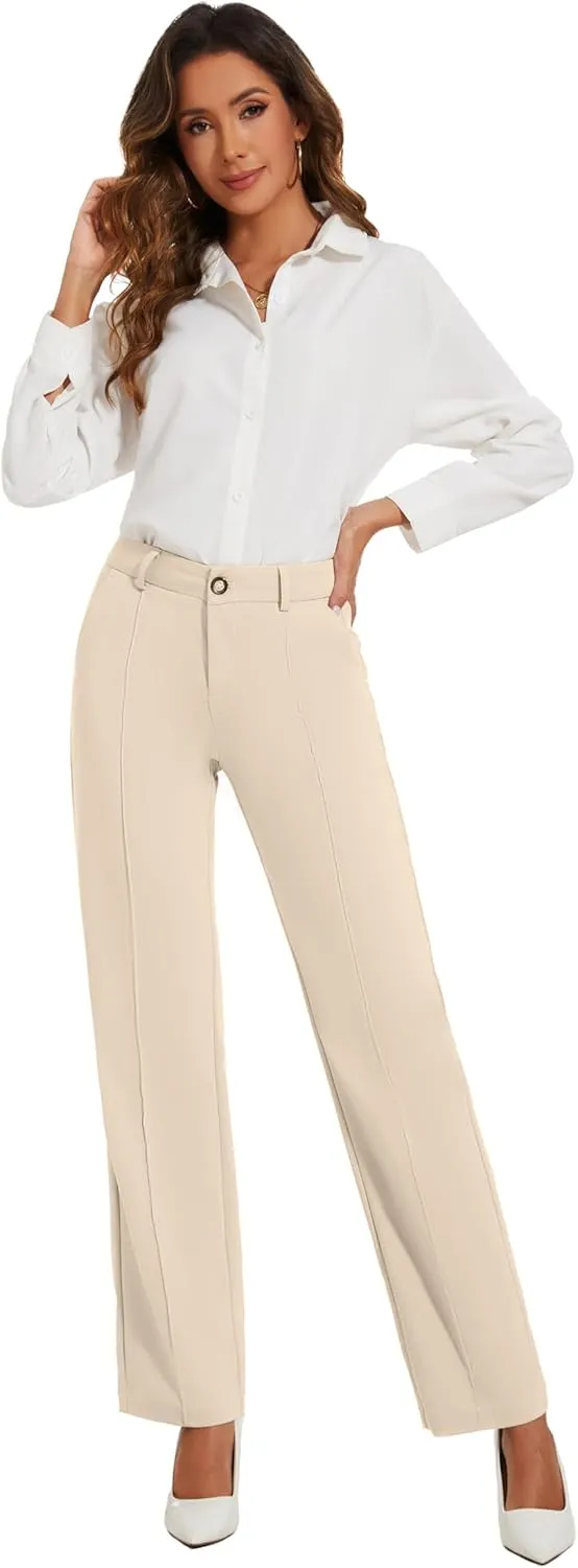 Womens Dress Pants Stretchy Business Casual Work Pants Straight Leg Slacks for Office