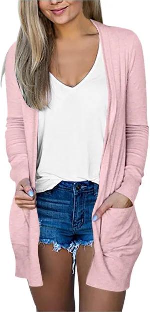 Womens Dressy Casual Lightweight Cardigans with Pocket Loose Long Sleeve Open Front Cardigan Soft Fall Trendy Jackets