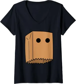 Womens Embarrassed Paper Bag Head Football Team Sucks Sports V-Neck T-Shirt