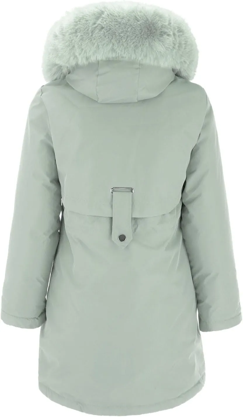 Women's Fall Fashion Winter Trench Coats Zip Up Stand Collar Wool Lined Jacket Coat Loose Button Down Plaid Coats