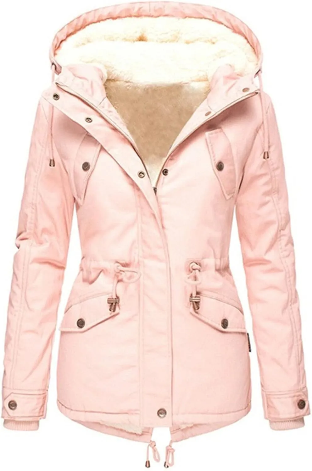 Womens Fashion Fleece Thicken Coat Down Jacket Cotton Jacket Lightweight Down Jacket Quilted Parka Jacket Puffer