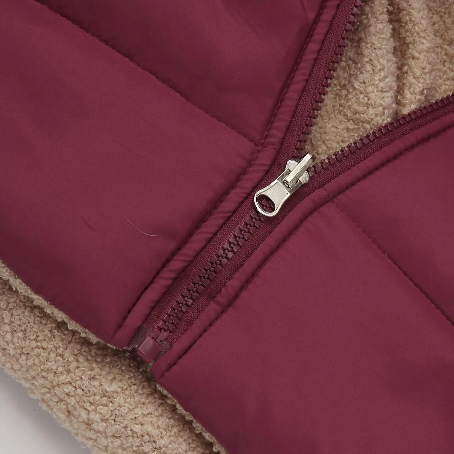 Womens Fashion Solid Long Fleece Coats with Pockets Zipper Warm Slim Outwear Reversible Hooded Winter Outdoor Overcoat