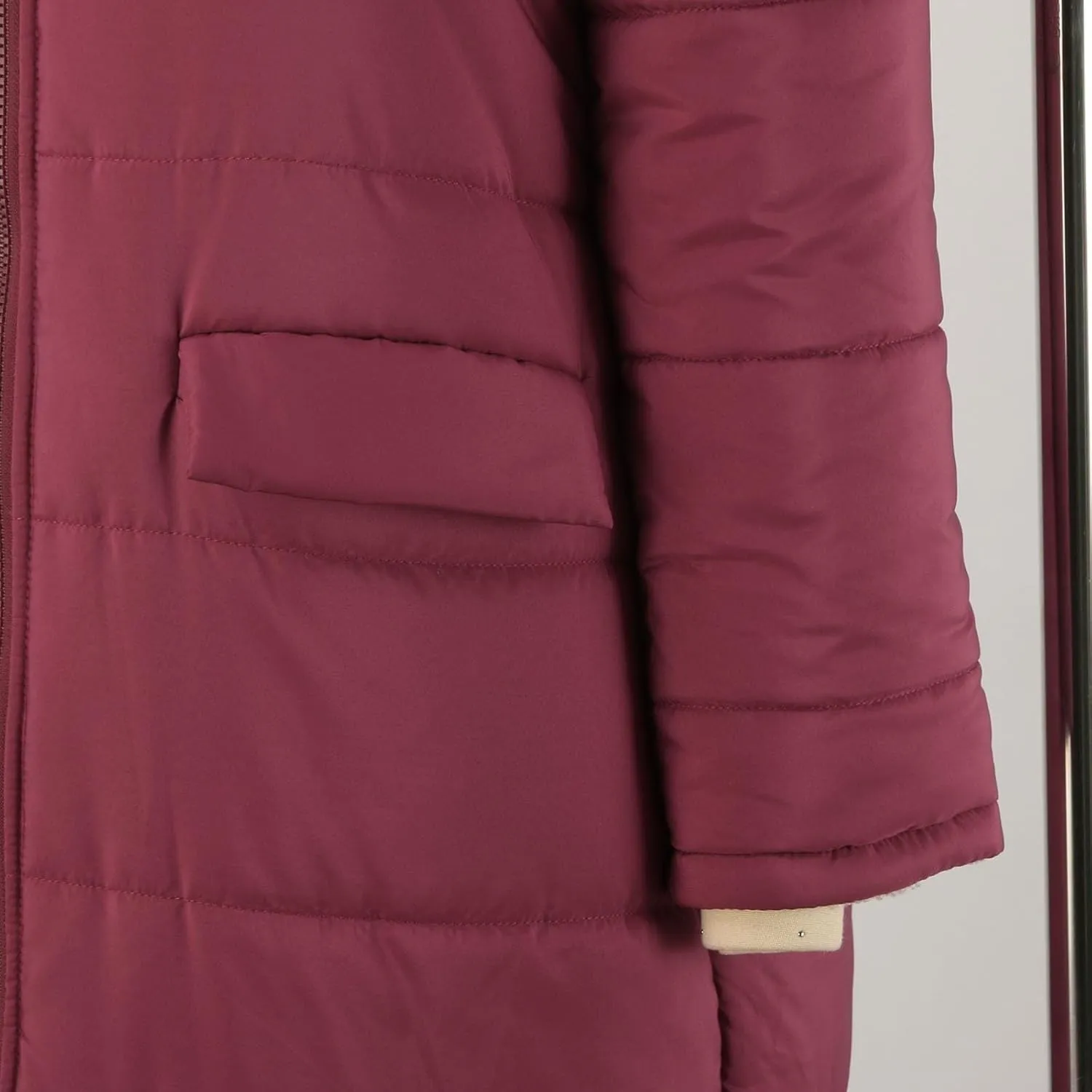 Womens Fashion Solid Long Fleece Coats with Pockets Zipper Warm Slim Outwear Reversible Hooded Winter Outdoor Overcoat