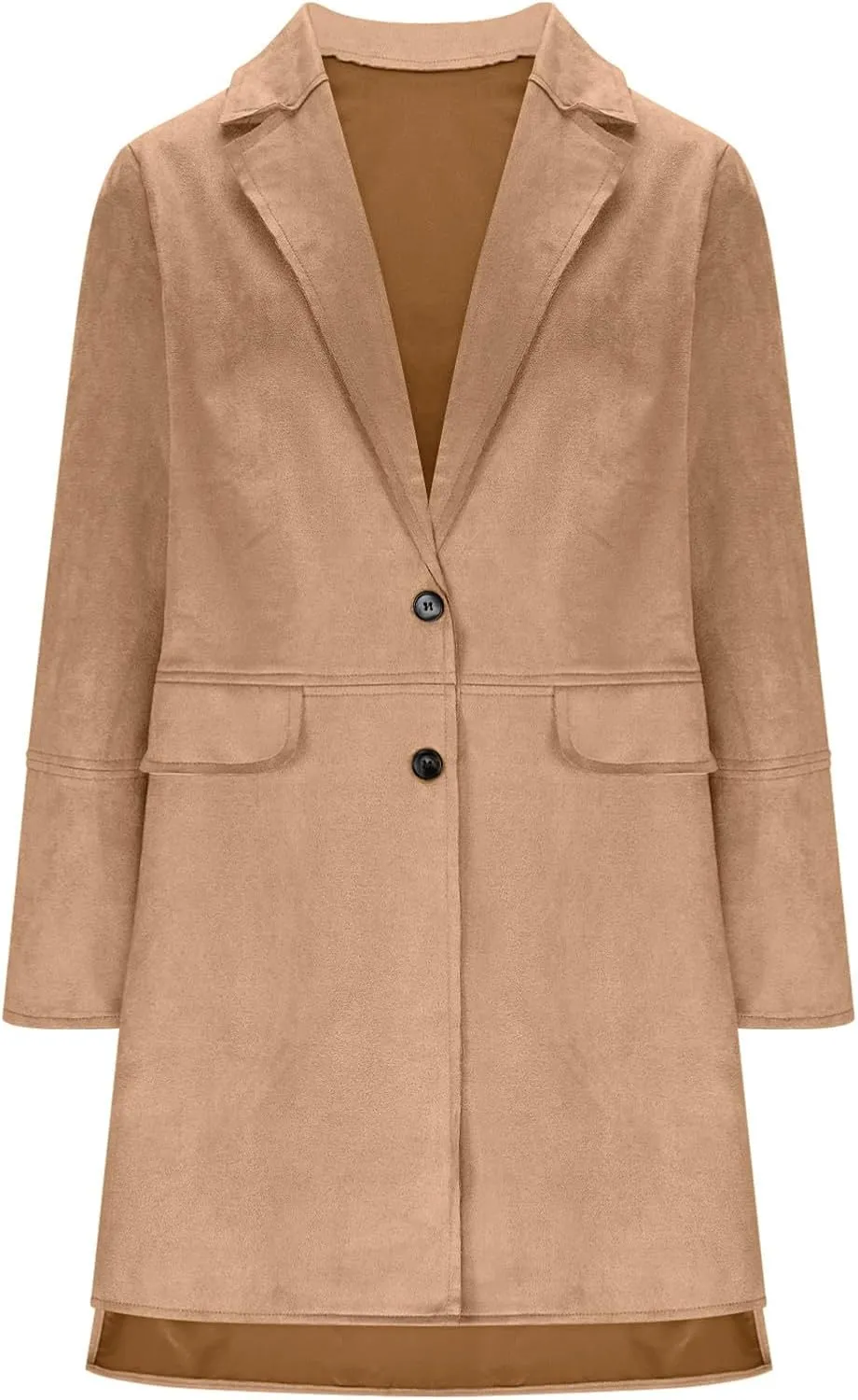 Women's Faux Suede Trench Coat Jacket Classic Fall Winter Lapel Collar Single Breasted Overcoat Overcoat Outerwear
