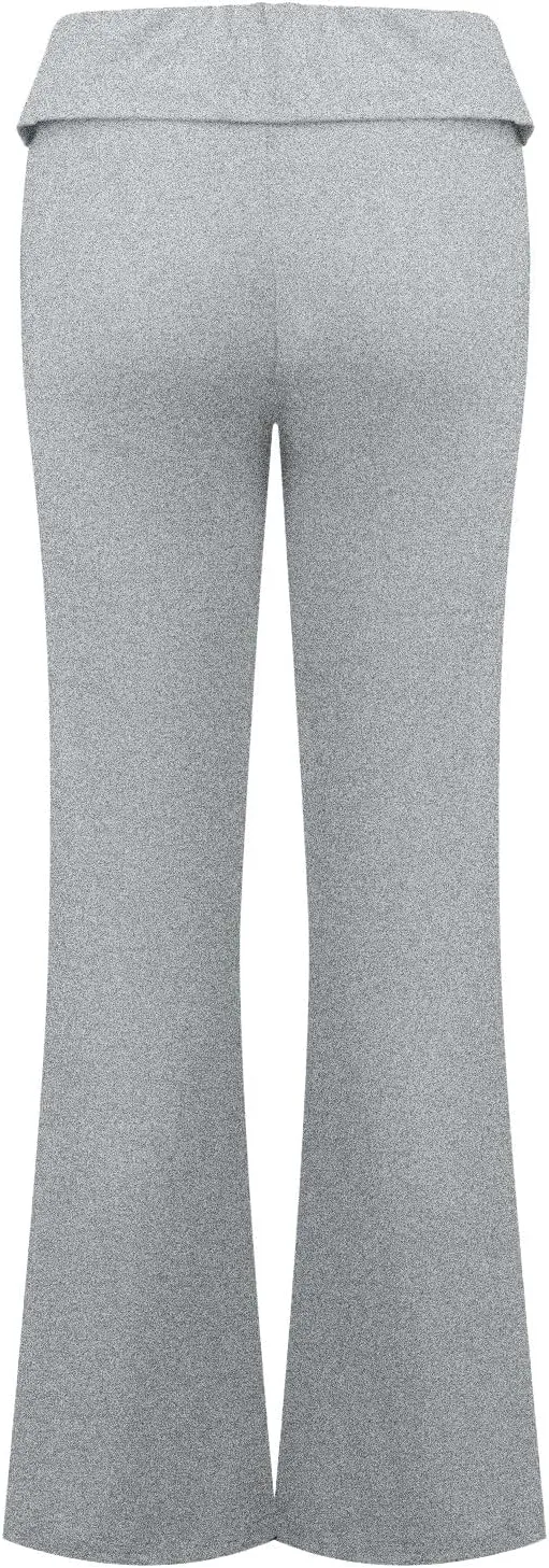 Womens Flare Pants Solid Color Bootcut Yoga Leggings Low Waisted Tummy Control Workout Slacks