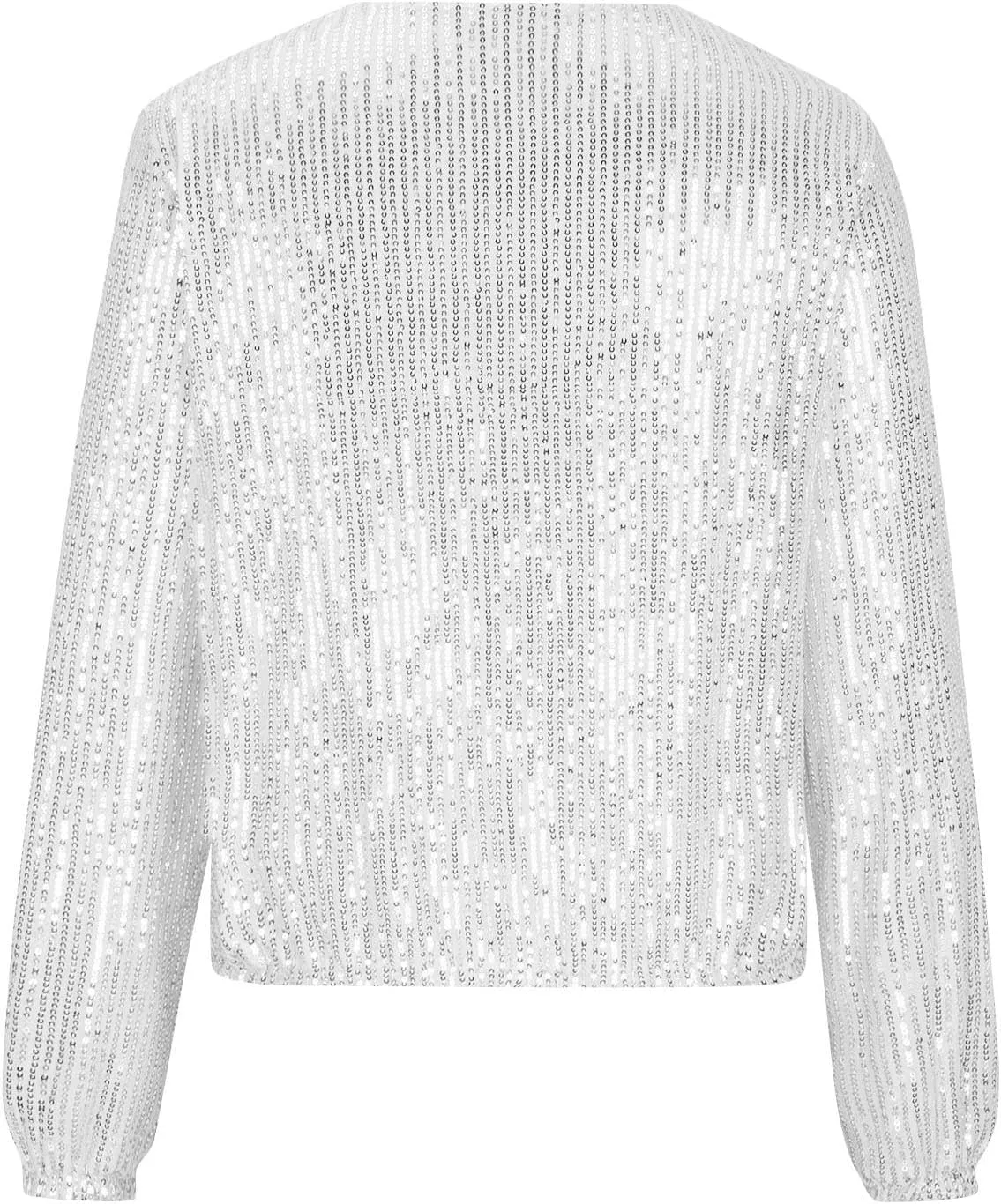 Womens Glitter Sequin Jacket Sparkly Long Sleeve Collarless Front Zip Casual Blazer Bomber Jackets Going Out Party Coat