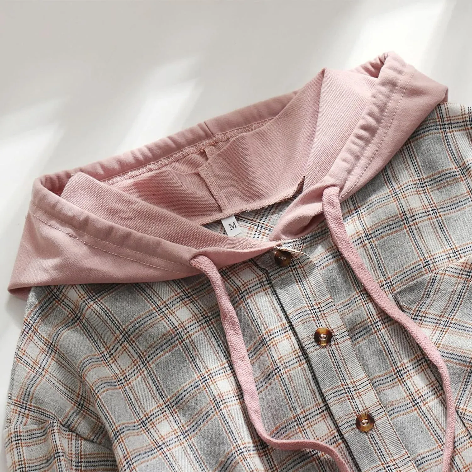 Womens Hooded Long Sleeve Flannel Plaid Shirts Lapel Button Down Shacket Jacket Coats 2023 Fall Fashion Coats