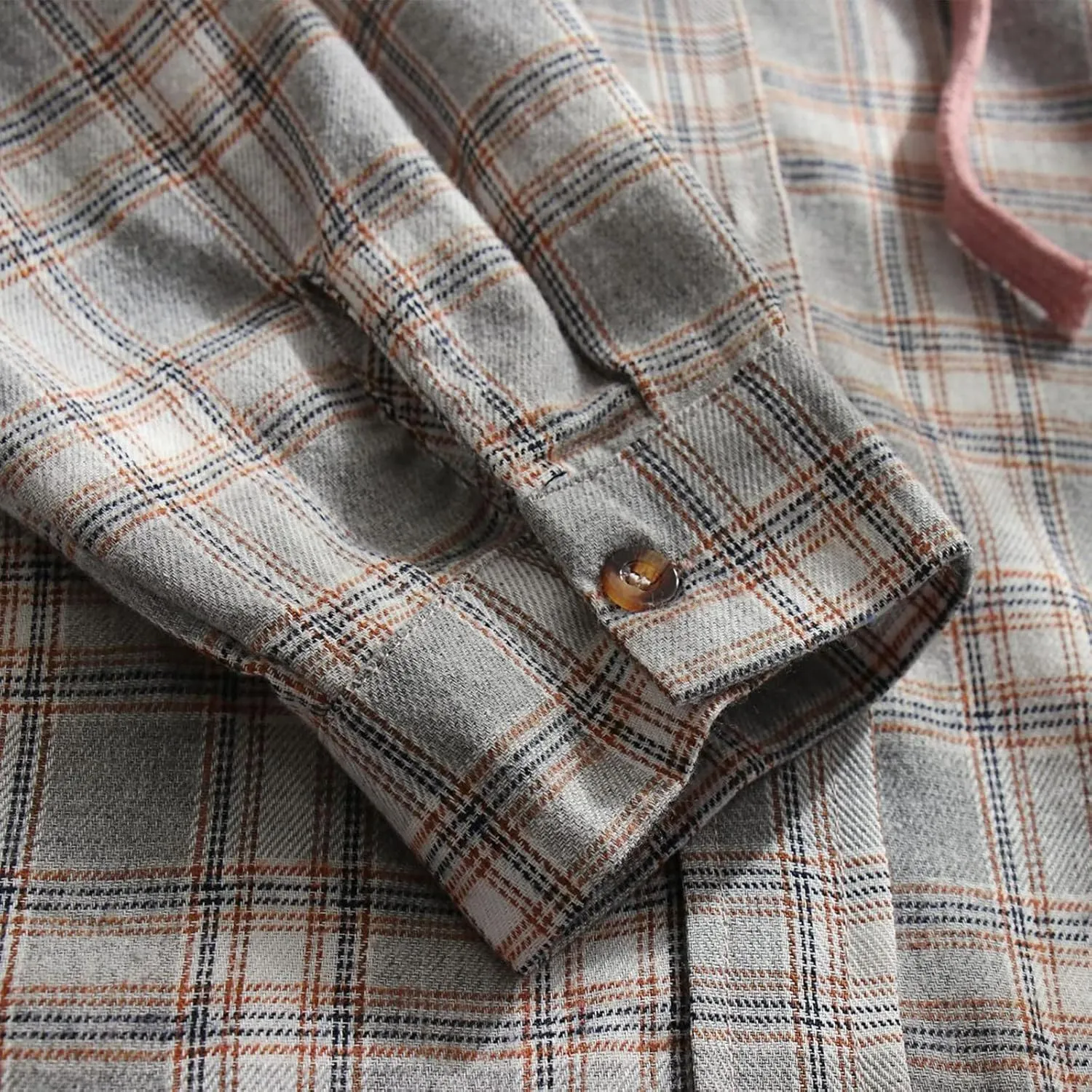 Womens Hooded Long Sleeve Flannel Plaid Shirts Lapel Button Down Shacket Jacket Coats 2023 Fall Fashion Coats