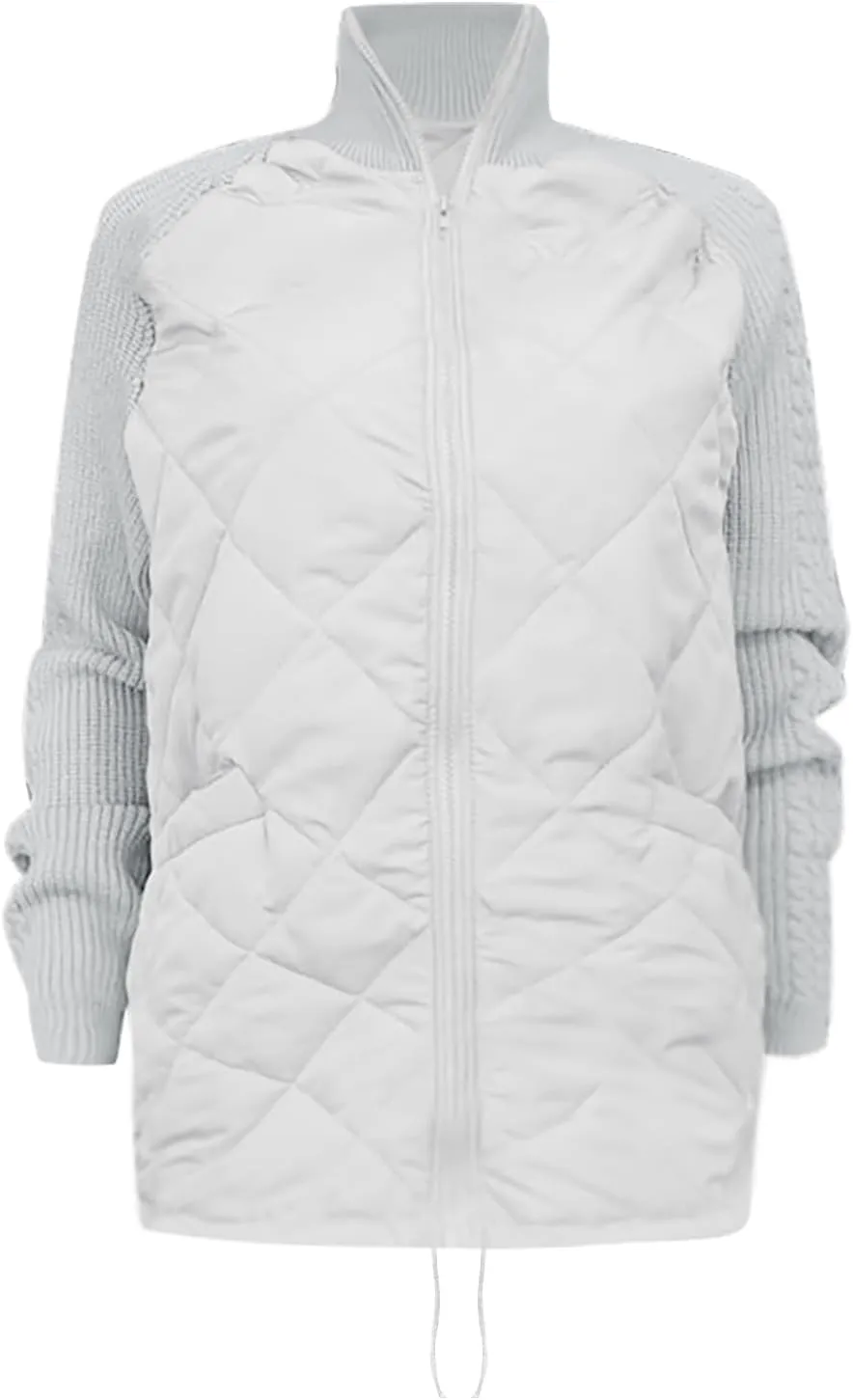 Women's Knit Patchwork Puffy Jacket Patchwork Jackets for Women 2024 Cozy Fall/Winter Outerwear Ski Apparel