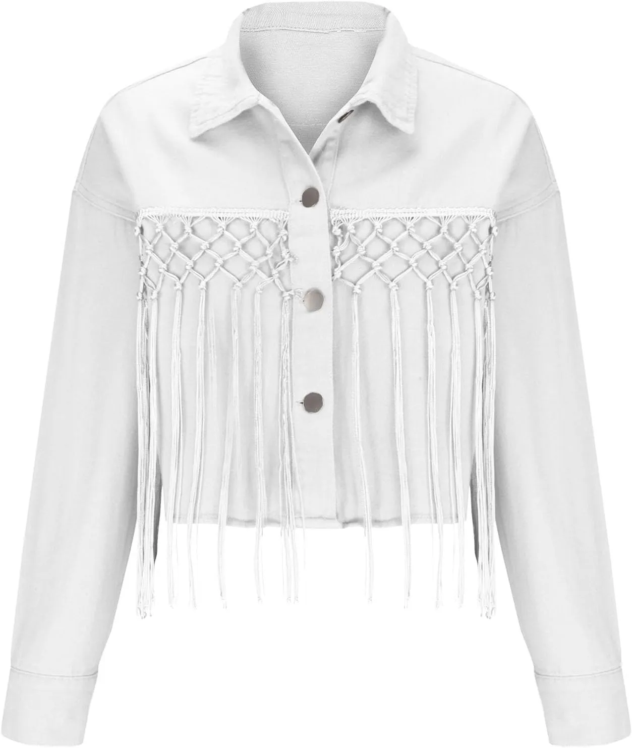 Women's Leather Jacket Faux Suede Fringe Jacket Fall Long Sleeve Lapel Vintage Coats Open Front Tassel Cardigan