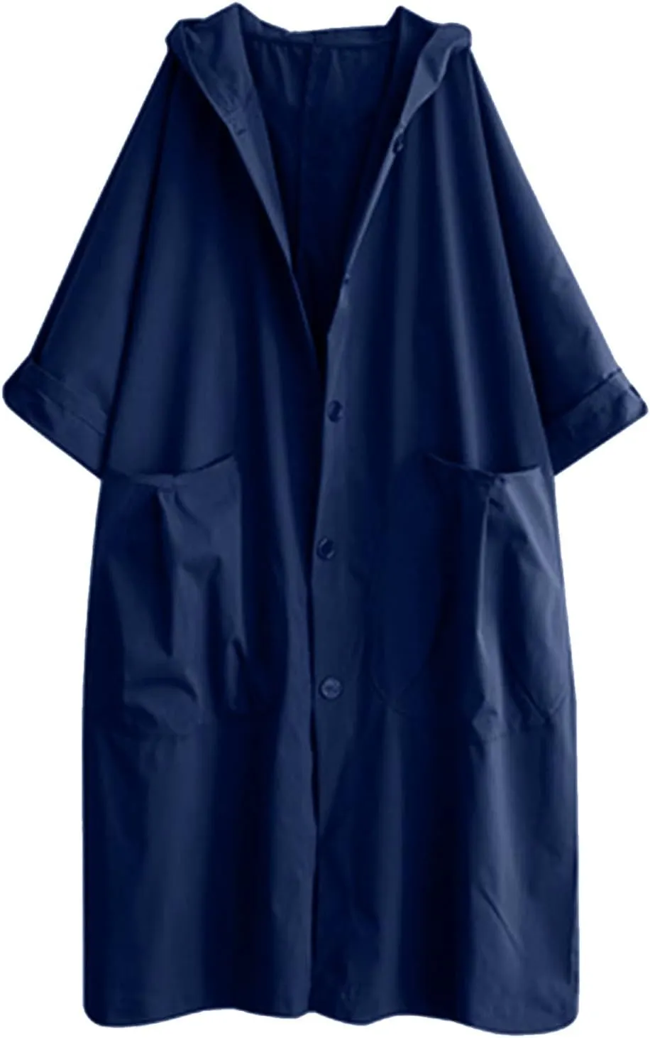 Womens Long Breasted Trench Coat Midi Length Overcoat Faux Leather Suit Jacket for Women
