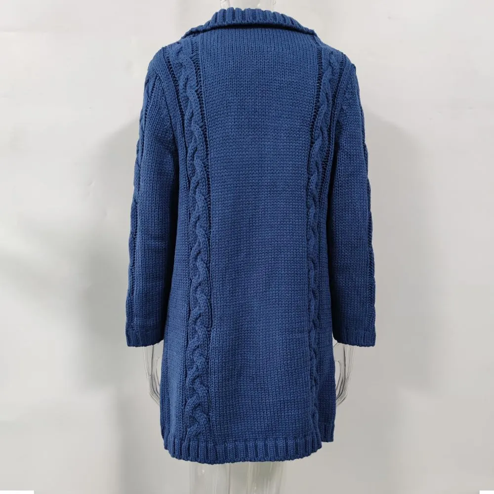 Womens Long Cardigan Open Front Duster Sweater Long Sleeve Chunky Cable Knit Plus Size Hooded Coatigan for Women