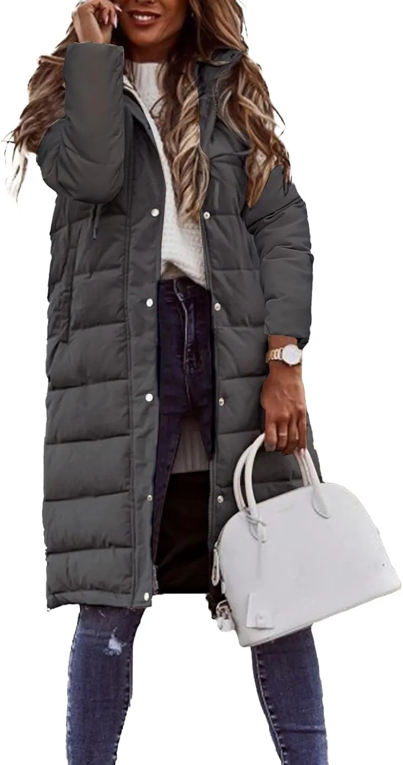 Women's Montreal Mid-Thigh Length Hood Winter Warm Long Vest Sleeveless Long Quilted Vest Thicken Long Outwear