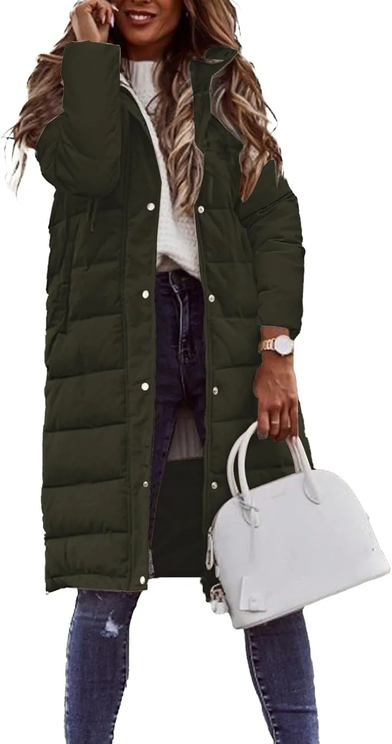 Women's Montreal Mid-Thigh Length Hood Winter Warm Long Vest Sleeveless Long Quilted Vest Thicken Long Outwear