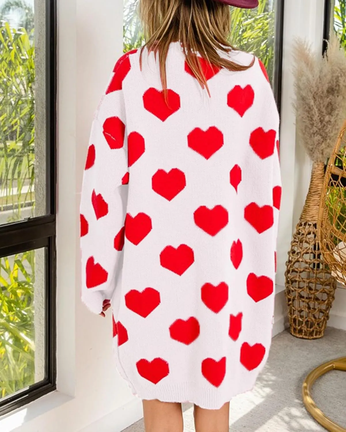 Womens Open Front Long Sleeve Chunky Knit Cardigan Sweater Color Block Checkered Knit Cardigan Sweaters Coat