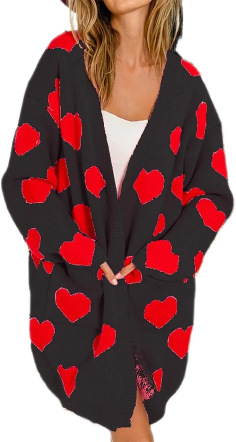 Womens Open Front Long Sleeve Chunky Knit Cardigan Sweater Color Block Checkered Knit Cardigan Sweaters Coat