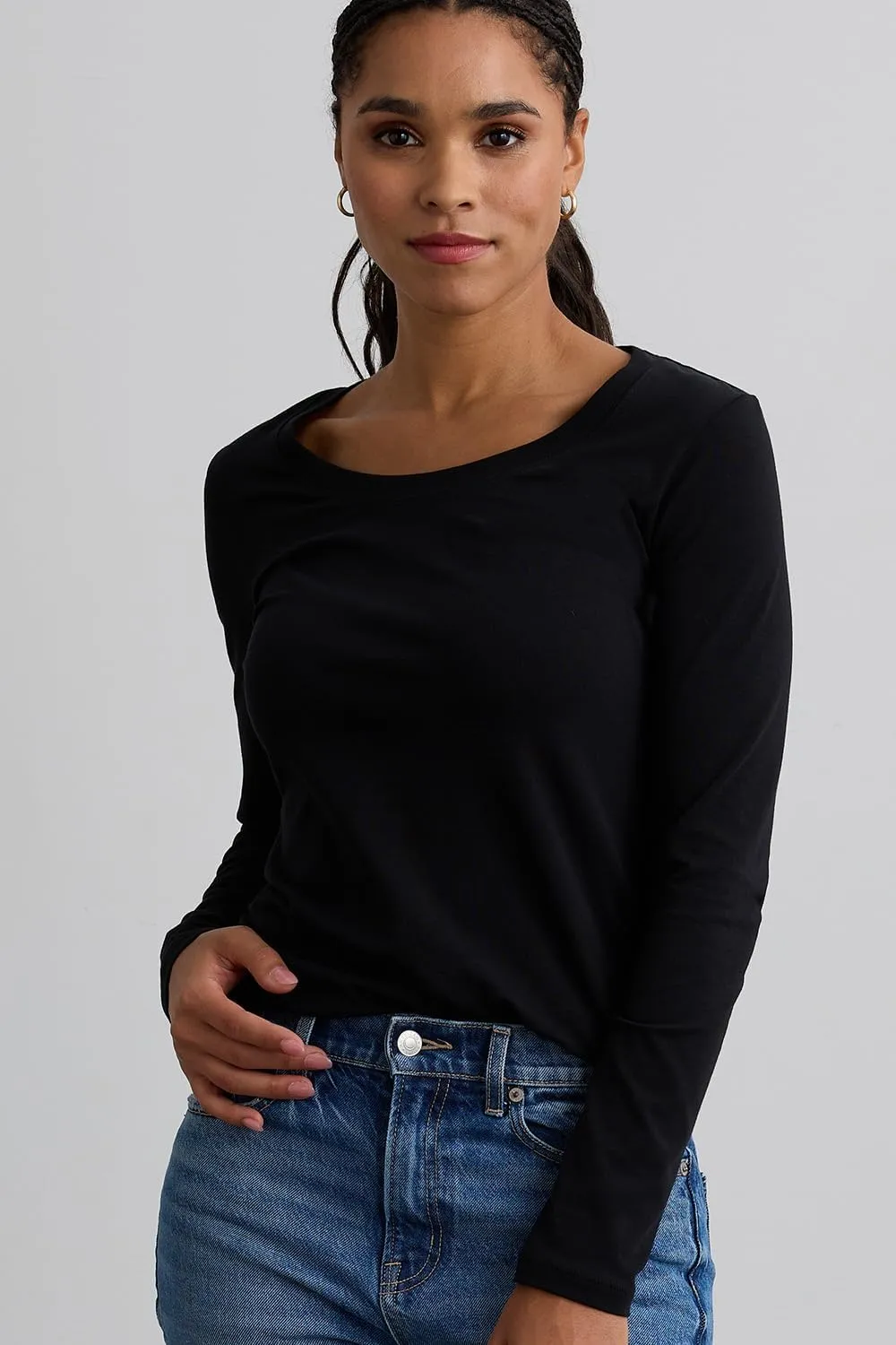 Women's Organic Pima Cotton Long Sleeve Scoop Neck Tee